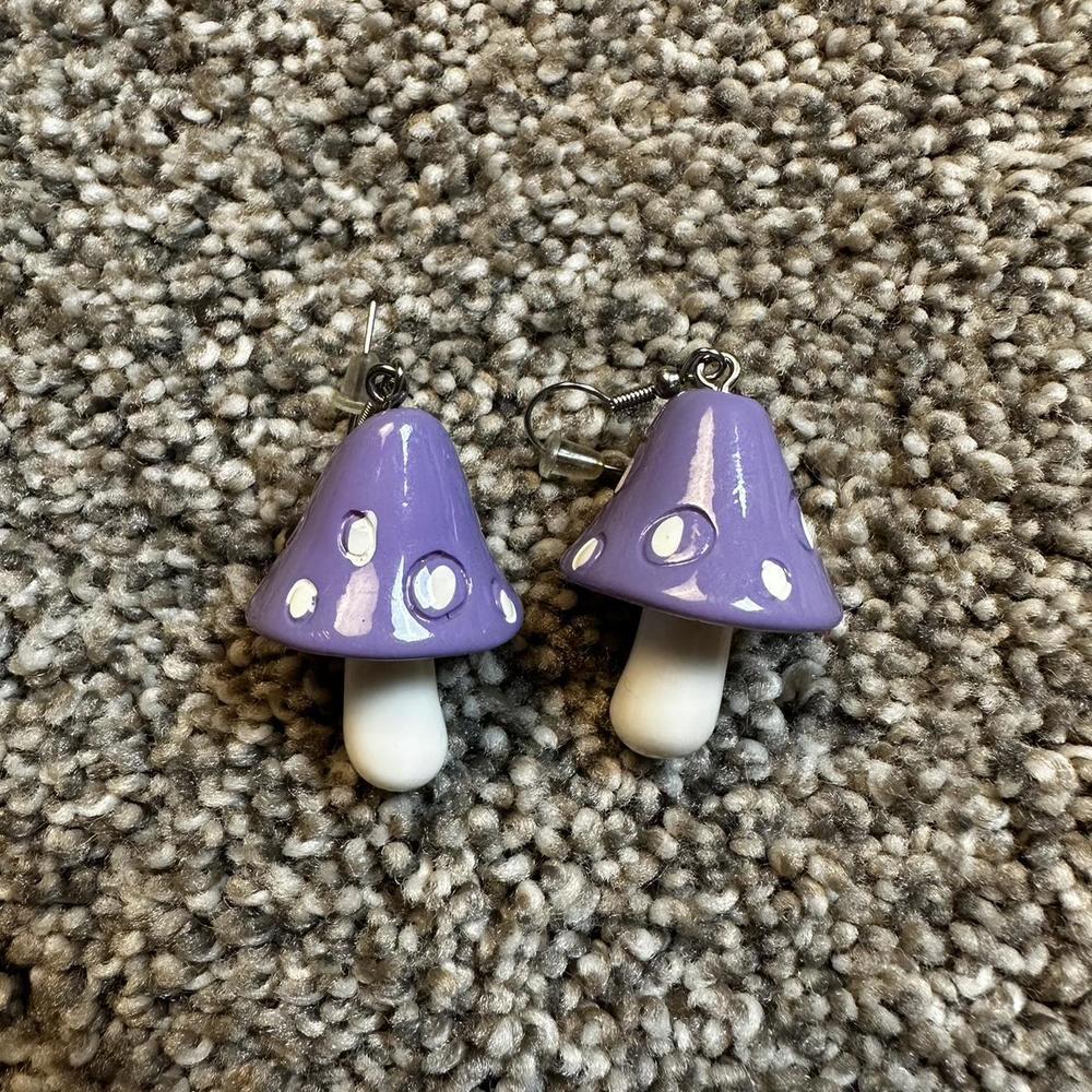 Funky‎ Purple Mushroom Earrings In